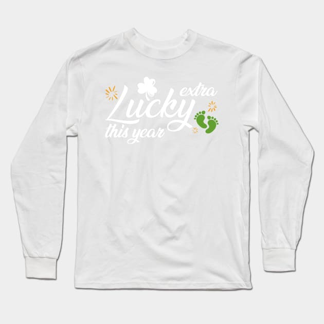 Extra Lucky This Year, St Patricks Maternity, Pregnancy Announcement Long Sleeve T-Shirt by GShow